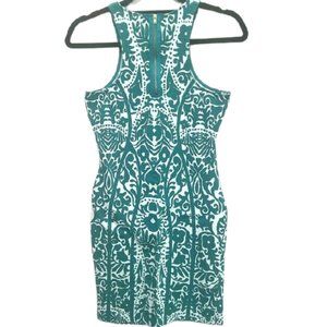 H&M Bodycon Dress Green White Print Small